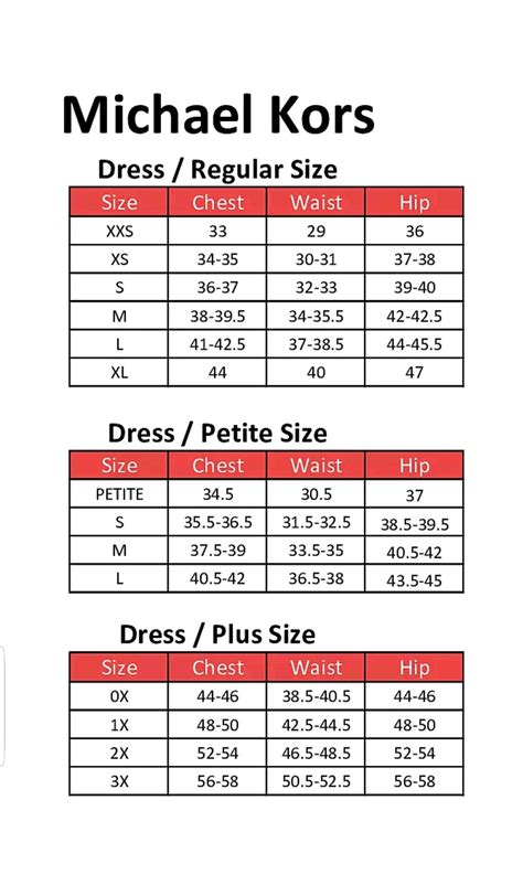 size guide michael kors|michael kors dress size chart.